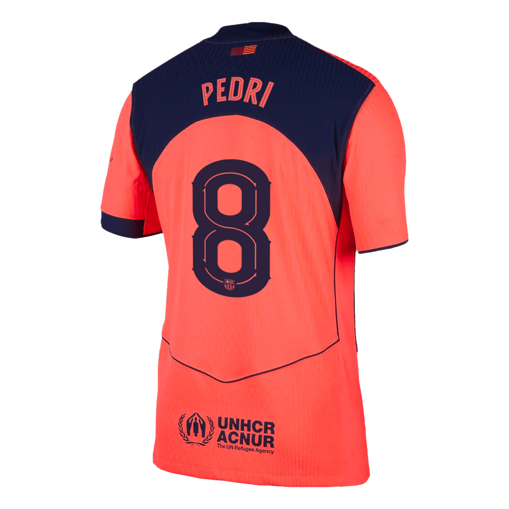 Camiseta de fútbol auténtica de visitante del Barcelona PEDRI #8 25/26 Naranja - UCL