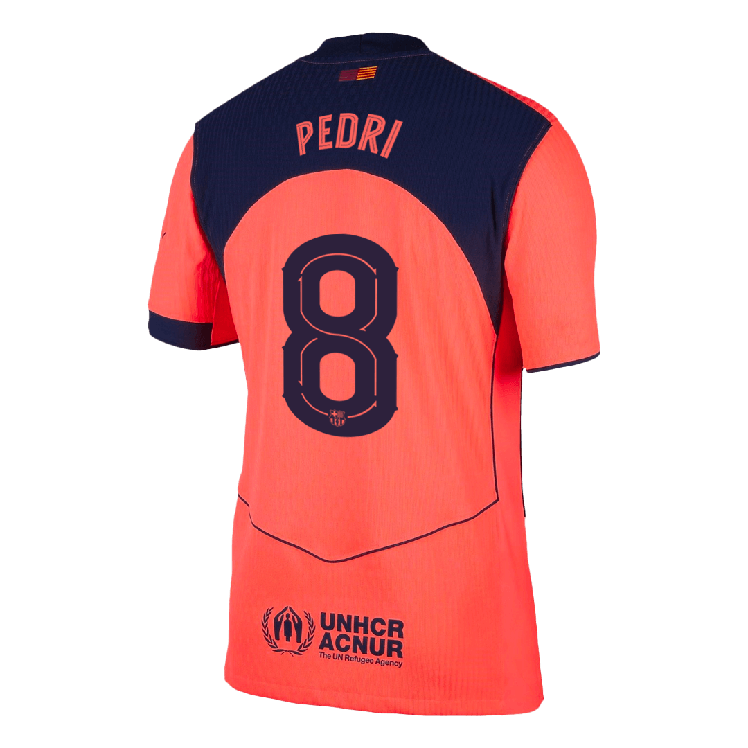 Camiseta de fútbol auténtica de visitante del Barcelona PEDRI #8 25/26 Naranja - UCL
