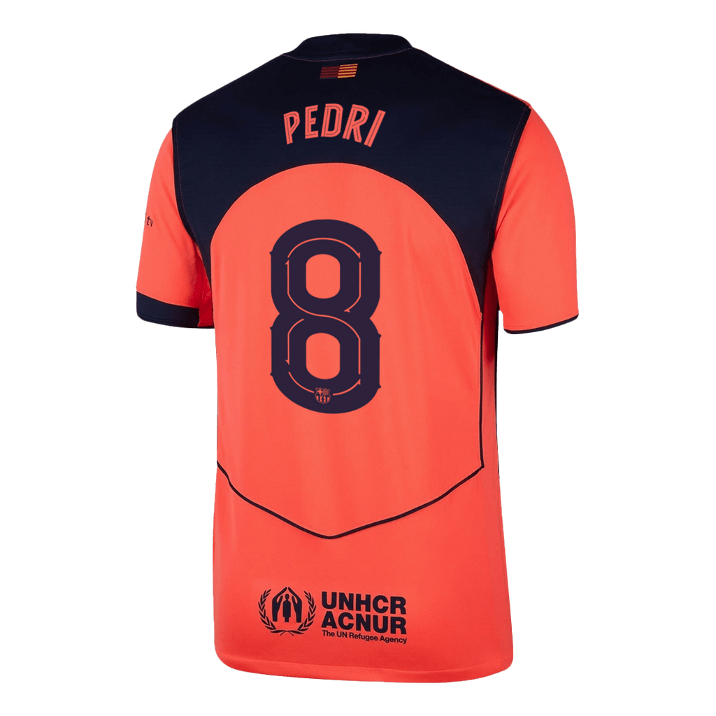 Camiseta de fútbol visitante del Barcelona PEDRI #8 2025/26 (Edición UCL)