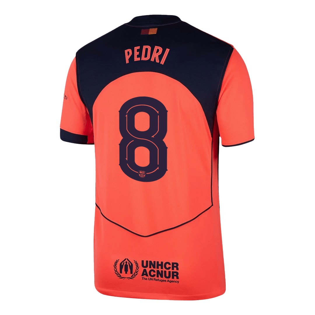 Camiseta de fútbol visitante del Barcelona PEDRI #8 2025/26 (Edición UCL)