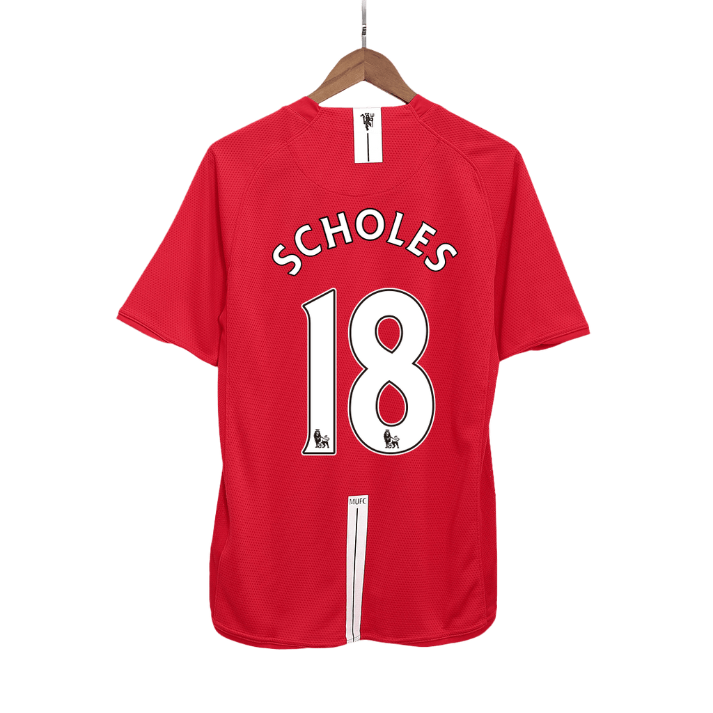 Manchester United SCHOLES #18 Home Soccer Jersey Retro 2007/08 - Football Shirt | SmartJerseys | Official Quality