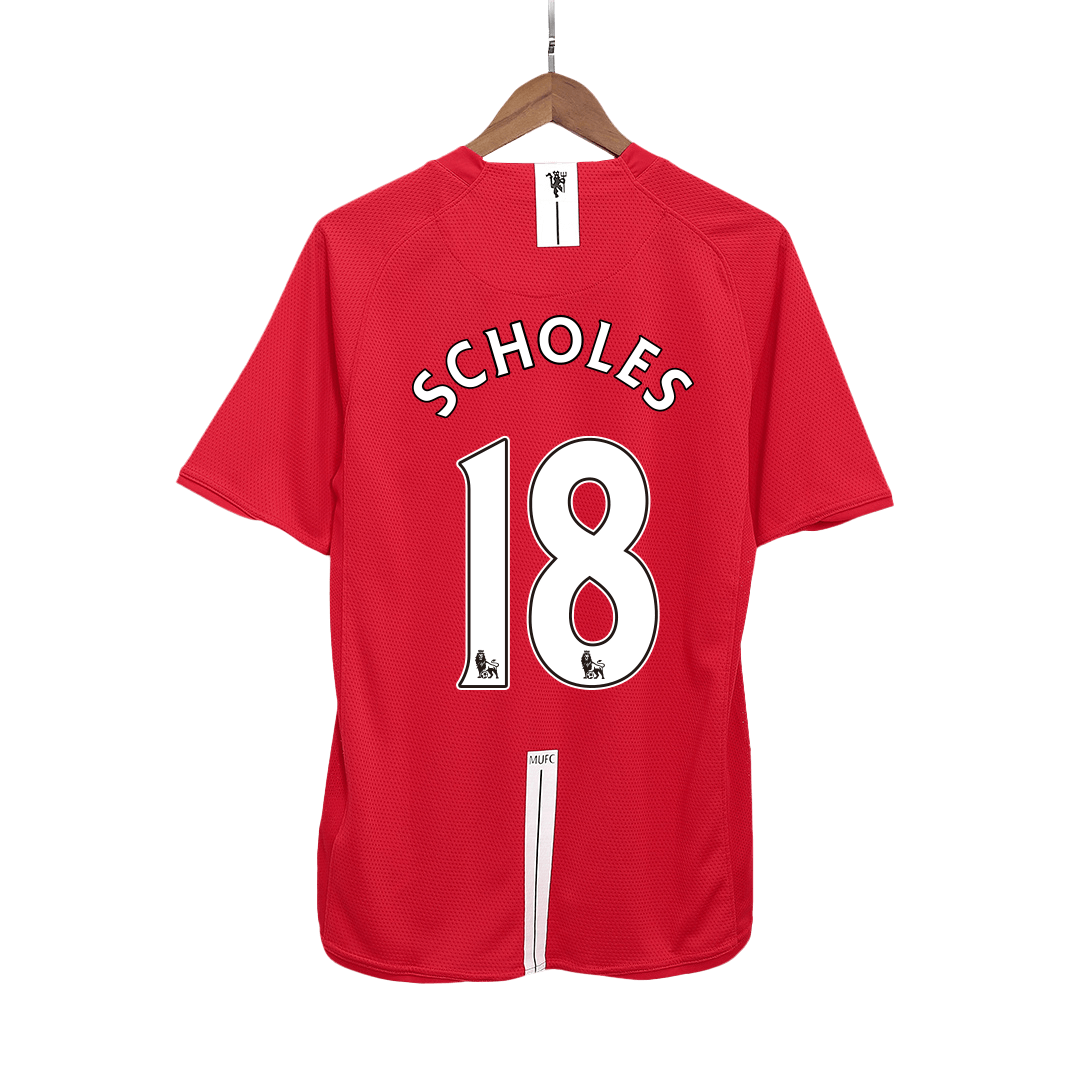 Manchester United SCHOLES #18 Home Soccer Jersey Retro 2007/08 - Football Shirt | SmartJerseys | Official Quality