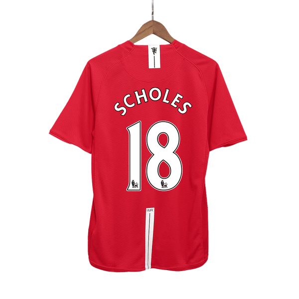 Manchester United SCHOLES #18 Home Soccer Jersey Retro 2007/08 - Football Shirt | SmartJerseys | Official Quality