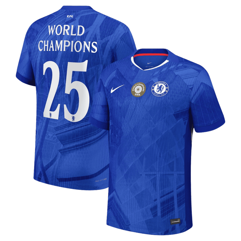 Chelsea WORLD CHAMPIONS #25 Home Soccer Jersey Authentic 2025/26 with chest badge - Football Shirt | SmartJerseys | Official Quality