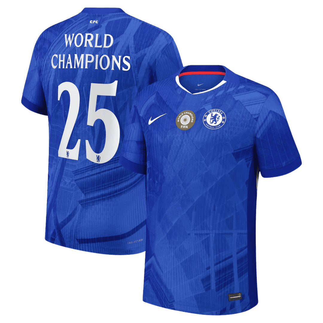Chelsea WORLD CHAMPIONS #25 Home Soccer Jersey Authentic 2025/26 with chest badge - Football Shirt | SmartJerseys | Official Quality