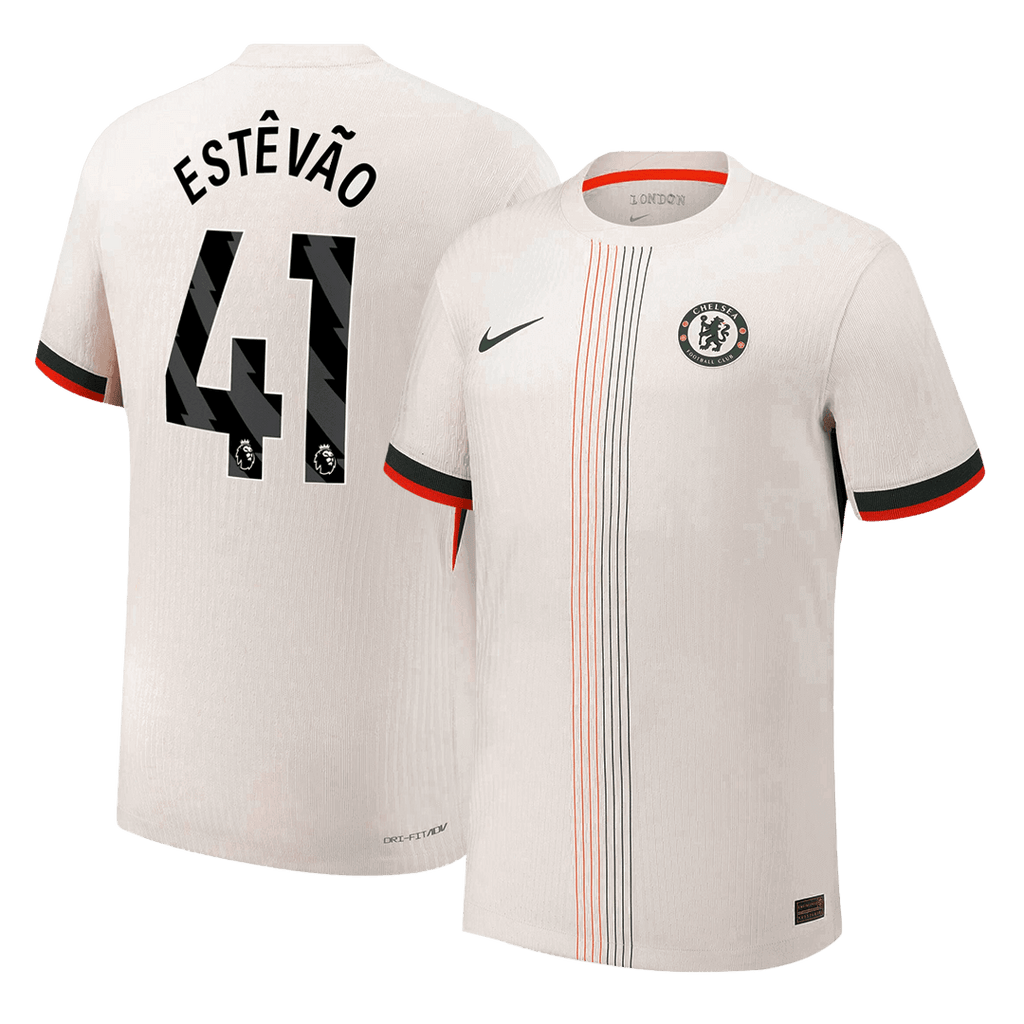 ESTÊVÃO #41 Authentic Chelsea Away Soccer Jersey 2025/26 White - Football Shirt | SmartJerseys | Official Quality