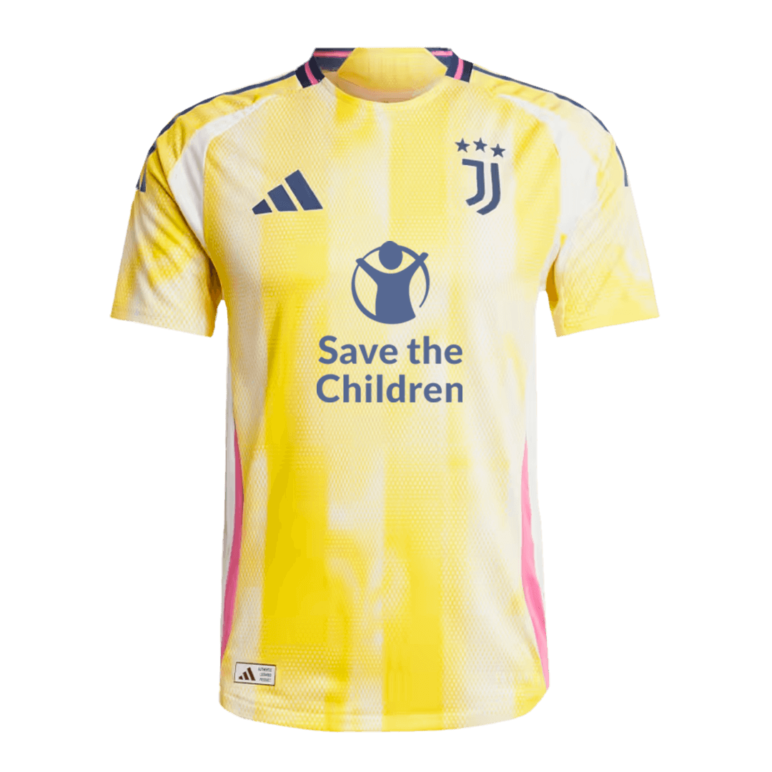 Juventus Away Soccer Jersey Authentic 2024/25- Save The Children Sponsor - Football Shirt | SmartJerseys | Official Quality