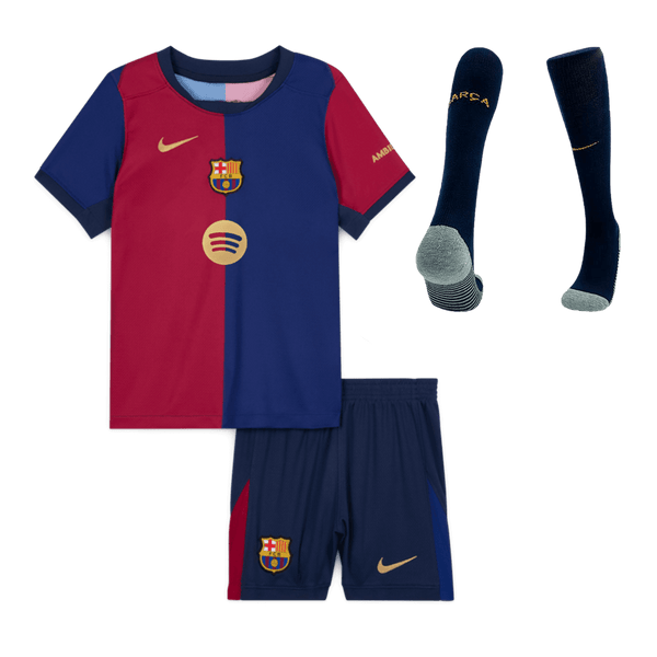 Barcelona Home Jersey Kit 2024/25 Kids(Jersey+Shorts+Socks)-Spotify Logo Without Text - Football Shirt | SmartJerseys | Official Quality
