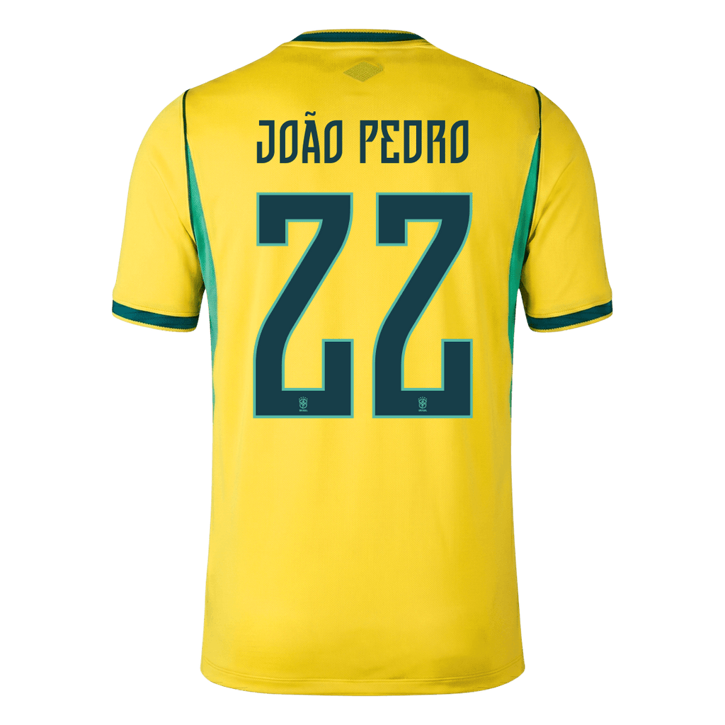 JOÃO PEDRO #22 Brazil Home Soccer Jersey World Cup 2026 Yellow