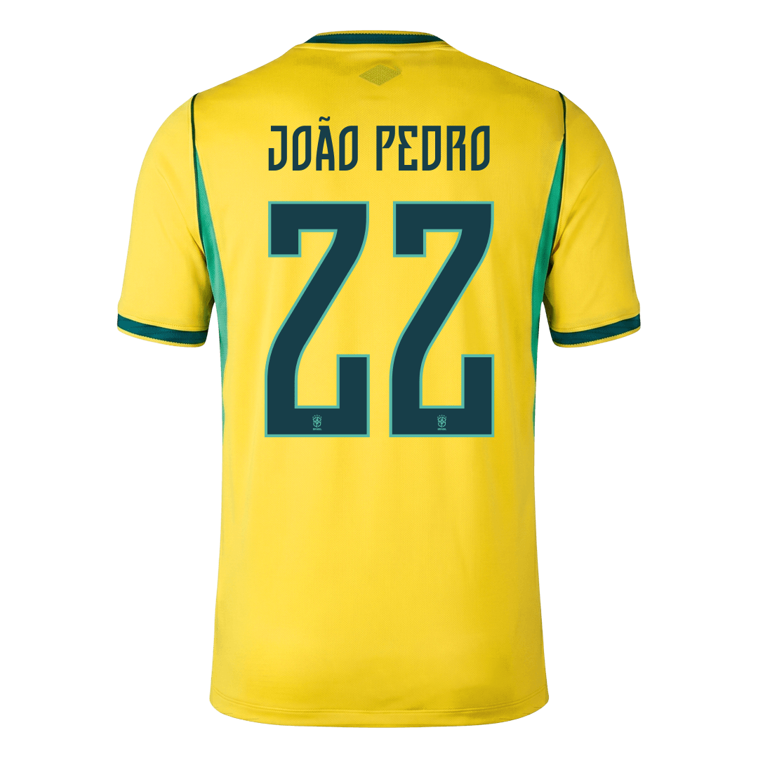 JOÃO PEDRO #22 Brazil Home Soccer Jersey World Cup 2026 Yellow