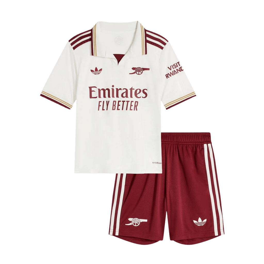 Kid's Arsenal Third Away Soccer Jersey Kit 25/26 White - Football Shirt | SmartJerseys | Official Quality