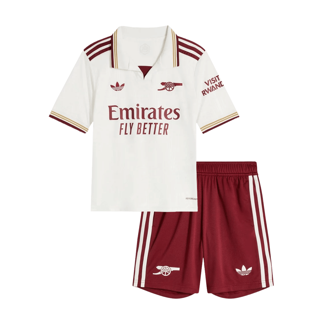 Kid's Arsenal Third Away Soccer Jersey Kit 25/26 White - Football Shirt | SmartJerseys | Official Quality