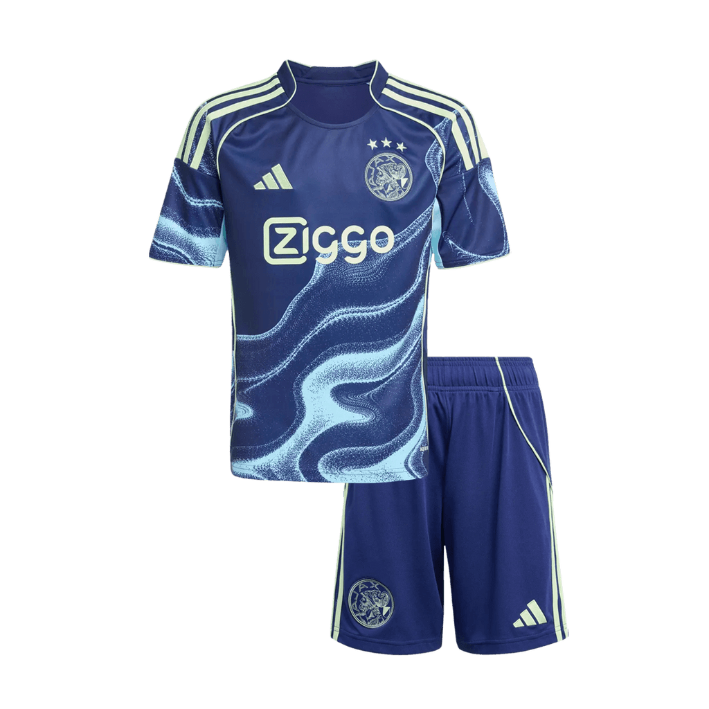 2025/26 Navy Kid's Ajax Away Soccer Jersey Kit(Jersey+Shorts) - Football Shirt | SmartJerseys | Official Quality