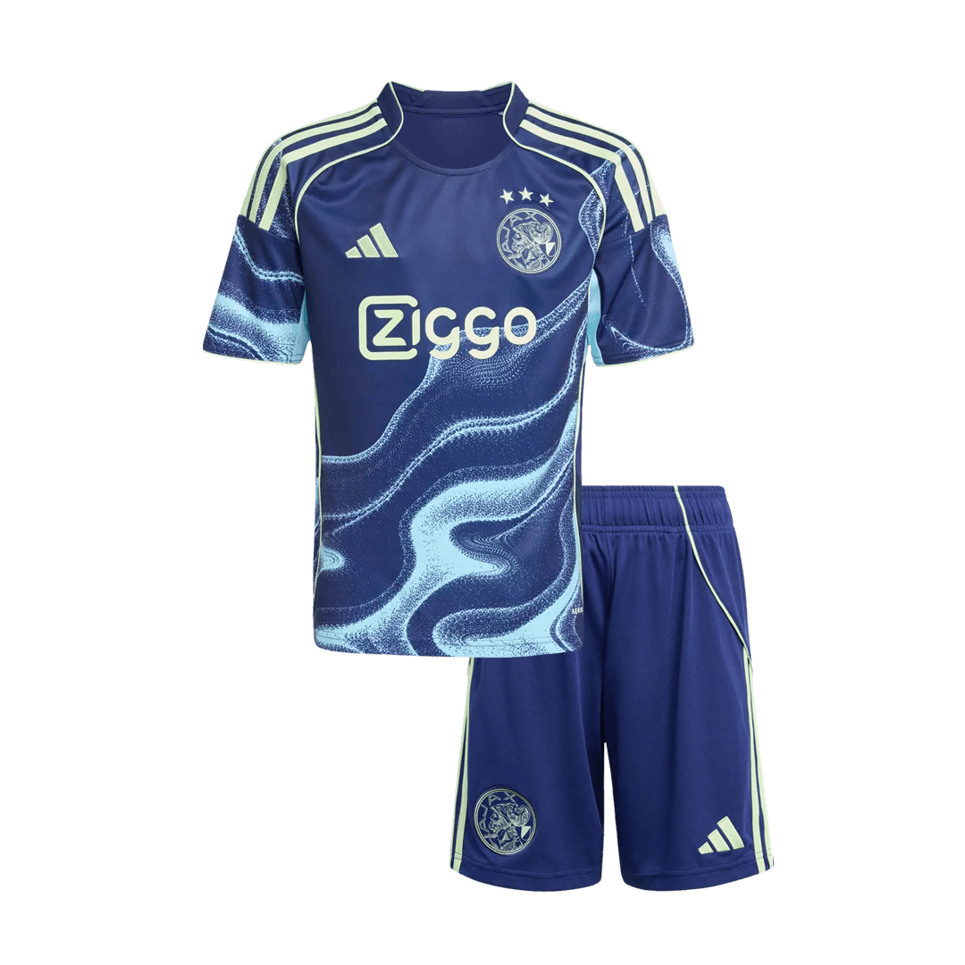 2025/26 Navy Kid's Ajax Away Soccer Jersey Kit(Jersey+Shorts) - Football Shirt | SmartJerseys | Official Quality