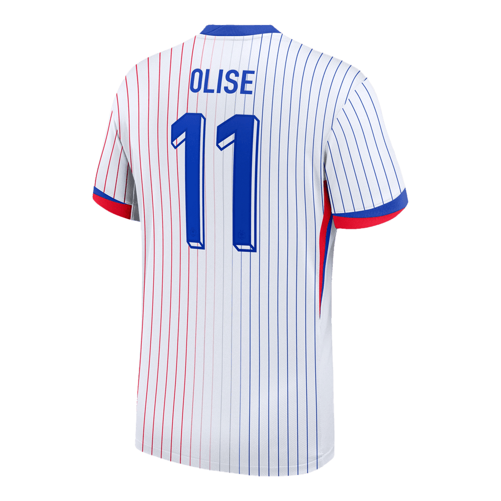 Maillot extérieur de football de l'équipe de France Euro 2024, Olise n° 11, blanc