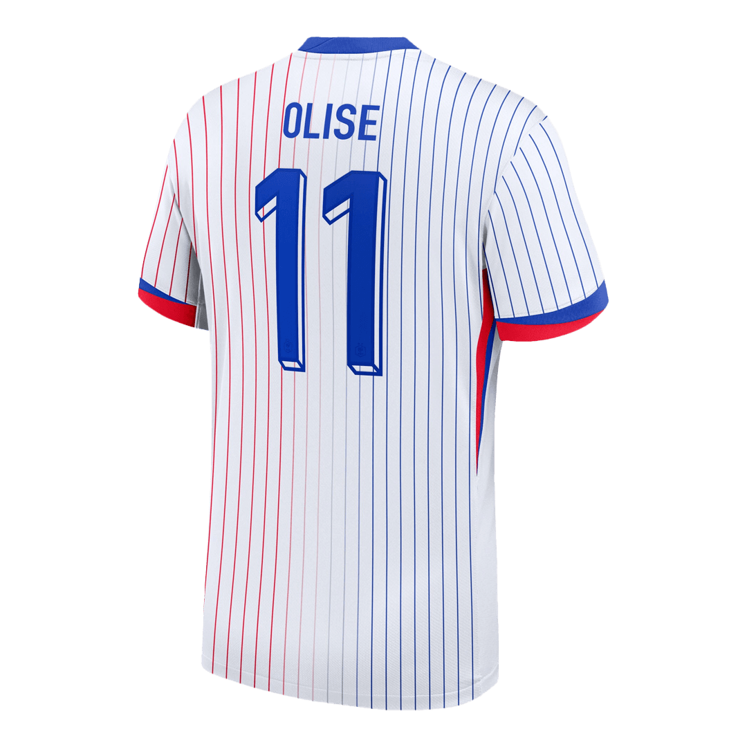 Maillot extérieur de football de l'équipe de France Euro 2024, Olise n° 11, blanc