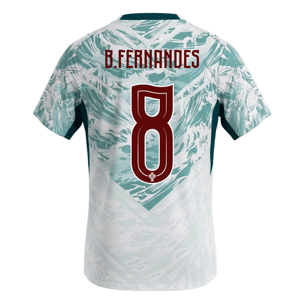 B.FERNANDES #8 Portugal Away Soccer Jersey World Cup 2026 White&Green