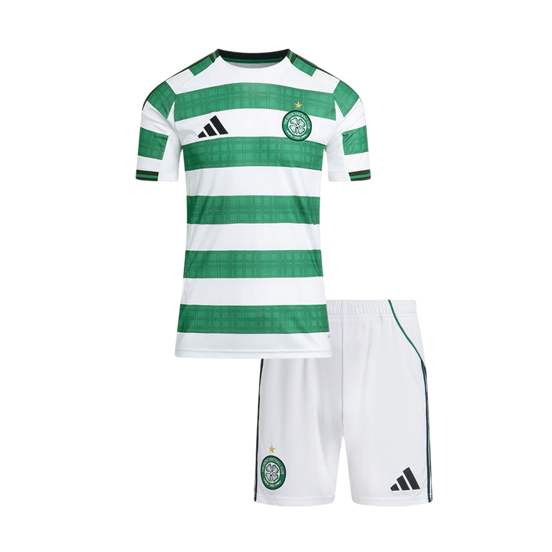 Kid's Celtic Home Soccer Jersey Kit(Jersey+Shorts) 25/26 Green&White - Football Shirt | SmartJerseys | Official Quality