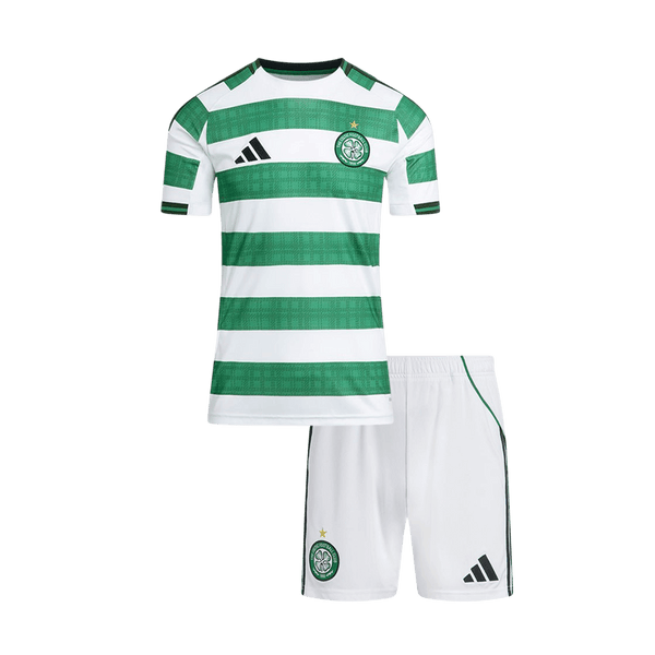 25/26 Green&White Kid's Celtic Home Soccer Jersey Kit(Jersey+Shorts) - Football Shirt | SmartJerseys | Official Quality