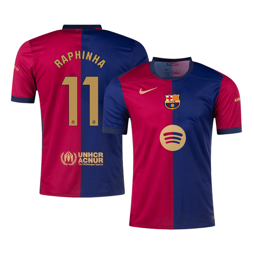 Barcelona RAPHINHA #11 Home Jersey 2024/25 -（Spotify Logo Without Text） - Football Shirt | SmartJerseys | Official Quality