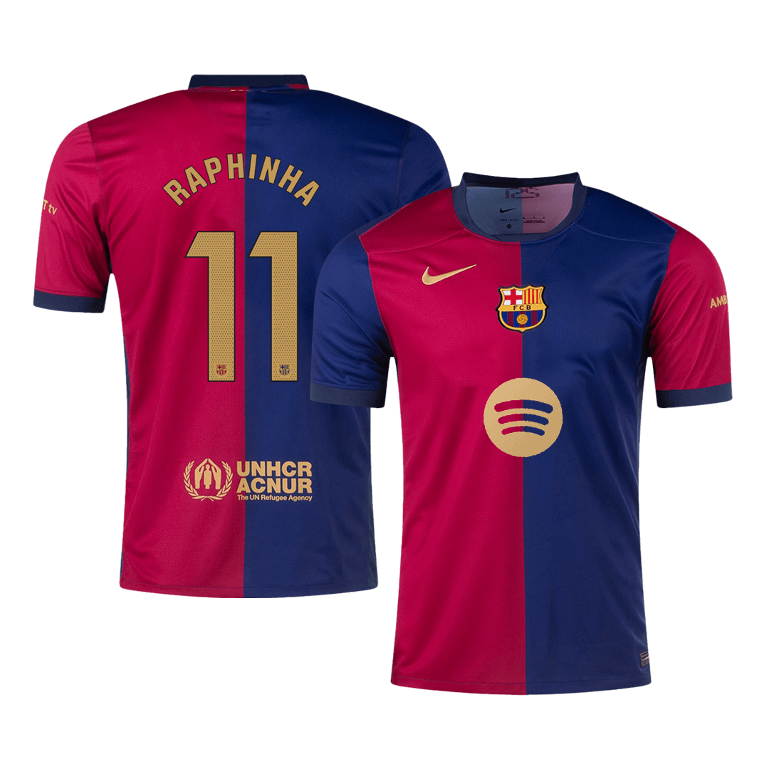 Barcelona RAPHINHA #11 Home Jersey 2024/25 -（Spotify Logo Without Text） - Football Shirt | SmartJerseys | Official Quality