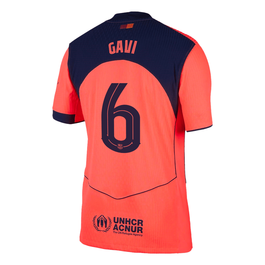 Camiseta de fútbol GAVI #6 Auténtica del Barcelona, ​​tercera equipación de visitante, naranja 25/26 - UCL