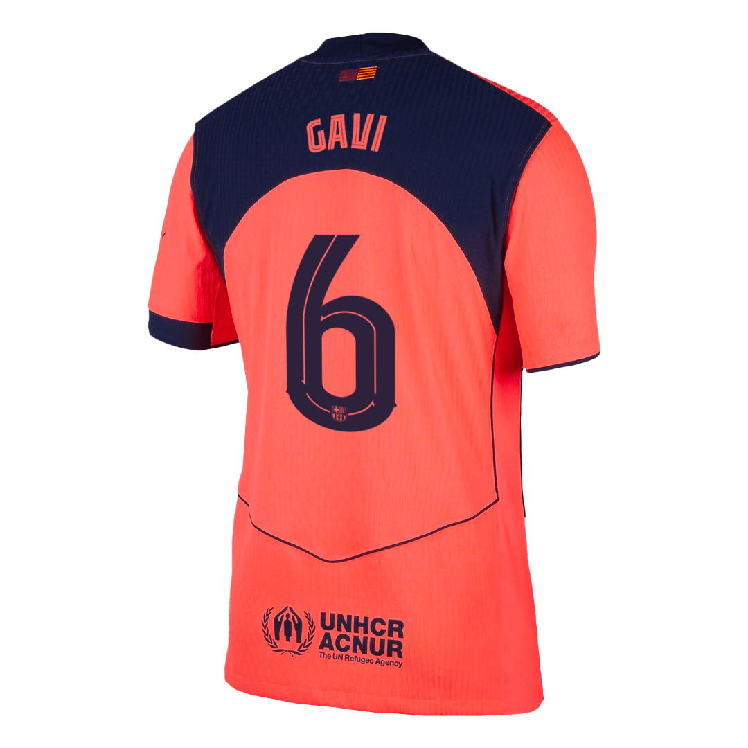 Camiseta de fútbol GAVI #6 Auténtica del Barcelona, ​​tercera equipación de visitante, naranja 25/26 - UCL