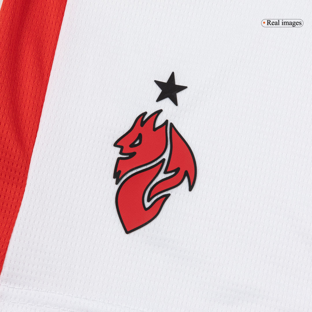 Camiseta de fútbol visitante del AC Milan para niño (camiseta y pantalón corto) 25/26 blanca
