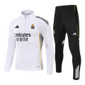 Kid's Real Madrid Zipper Sweatshirt Kit(Top+Pants) 25/26 White - Football Shirt | SmartJerseys | Official Quality