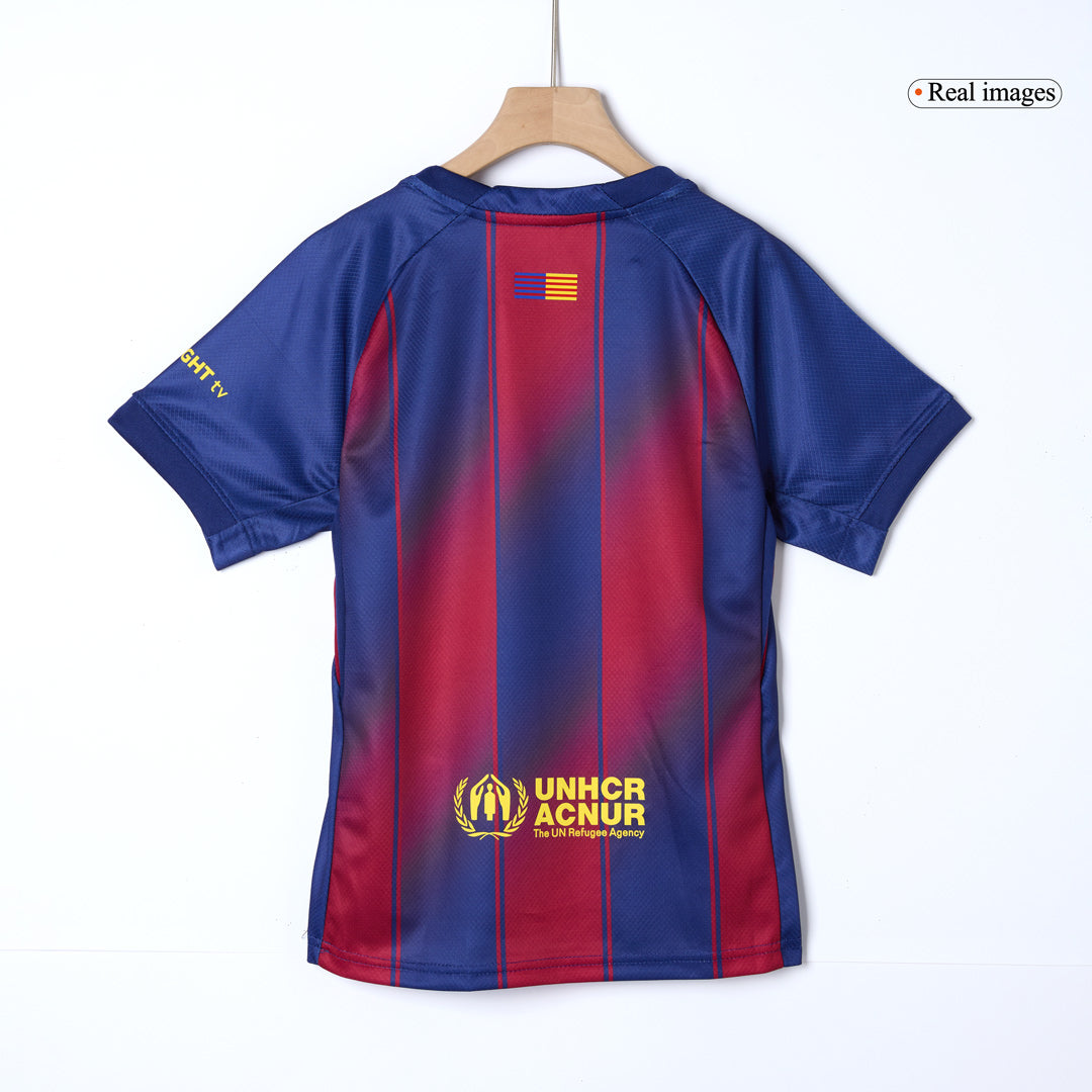 Camiseta de fútbol local del Barcelona 2025/26 para niños (camiseta y pantalón corto)