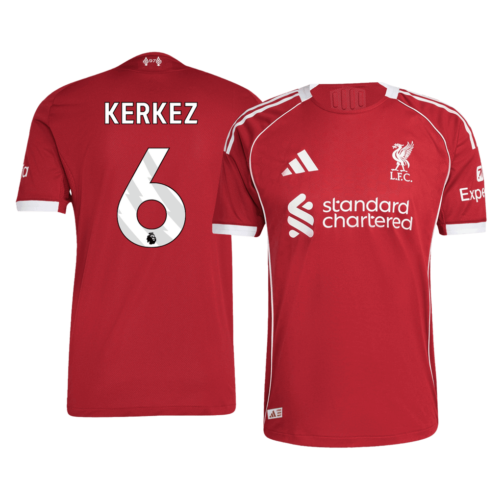 Liverpool KERKEZ #6 Home Soccer Jersey Authentic 2025/26 - Football Shirt | SmartJerseys | Official Quality