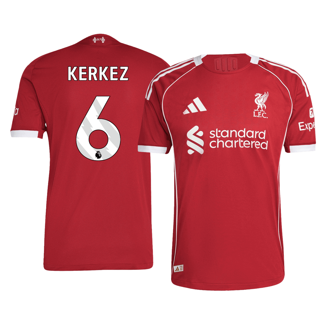Liverpool KERKEZ #6 Home Soccer Jersey Authentic 2025/26 - Football Shirt | SmartJerseys | Official Quality