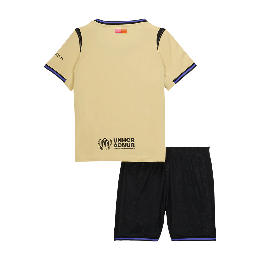 Camiseta de visitante del Barcelona para niño (camiseta y pantalón corto) 2025/26, amarilla