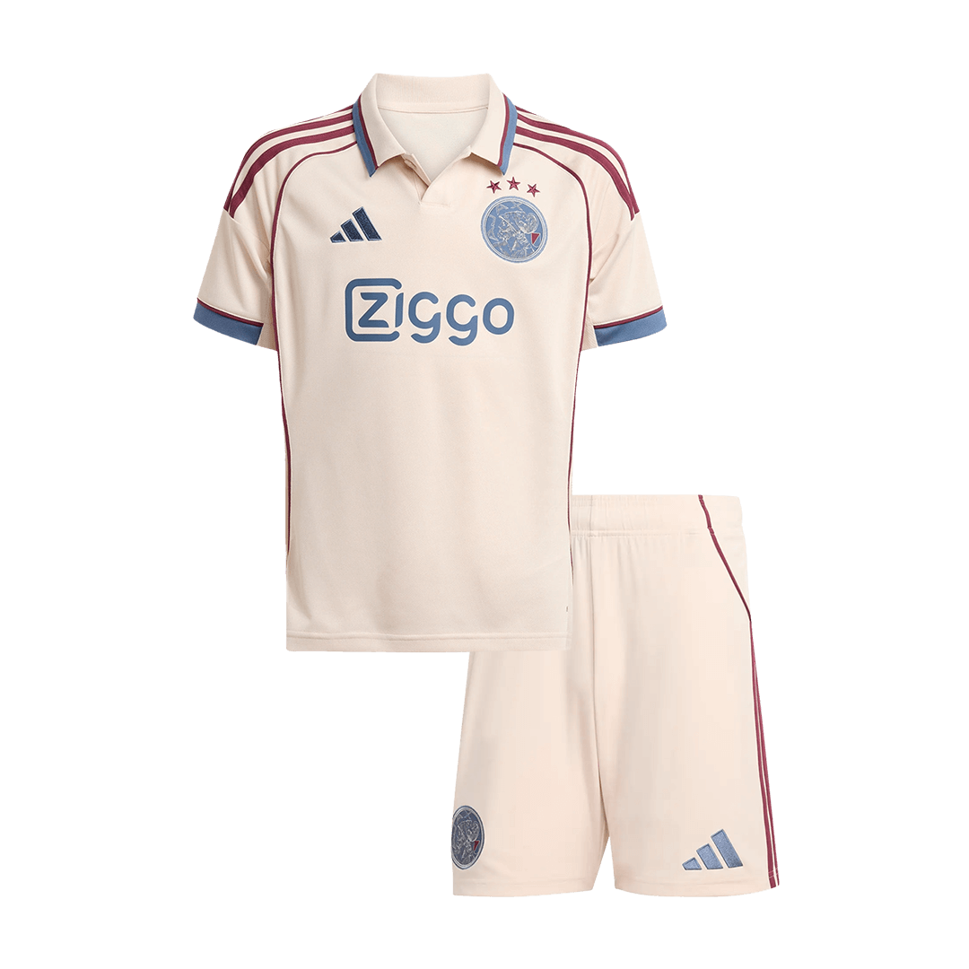 Kid's Ajax Third Away Soccer Jersey Kit 25/26 White - Football Shirt | SmartJerseys | Official Quality