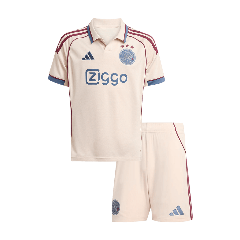 Kid's Ajax Third Away Soccer Jersey Kit 25/26 White - Football Shirt | SmartJerseys | Official Quality