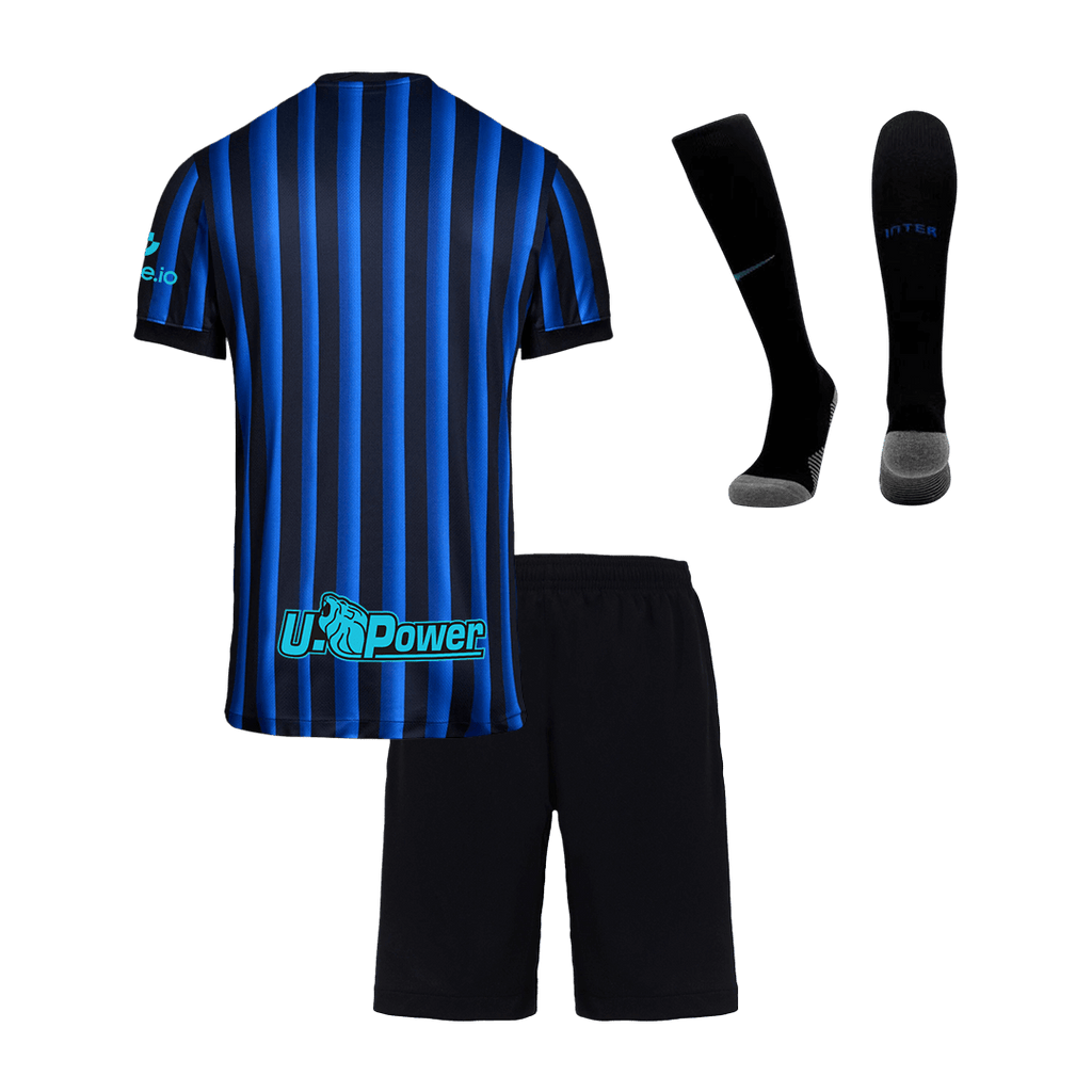 Kit de camiseta de fútbol local del Inter de Milán para niños (camiseta, pantalón corto y calcetines) 2025/26 azul y negro