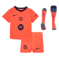 Kid's Barcelona Third Away Soccer Jersey Kit(Jersey+Shorts+Socks) 25/26 Orange - Football Shirt | SmartJerseys | Official Quality