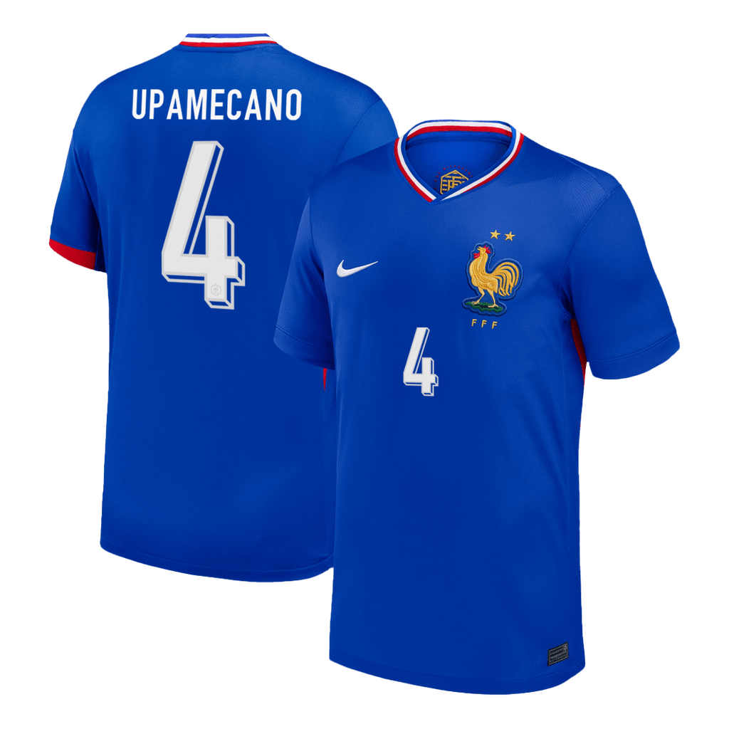 UPAMECANO #4 France Euro Home Soccer Jersey 2024 Blue - Football Shirt | SmartJerseys | Official Quality