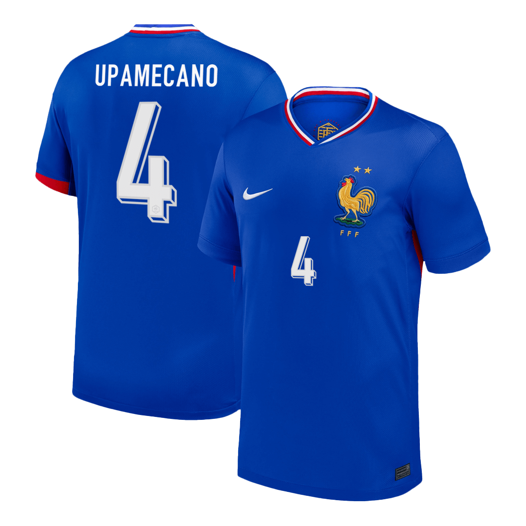 UPAMECANO #4 France Euro Home Soccer Jersey 2024 Blue - Football Shirt | SmartJerseys | Official Quality