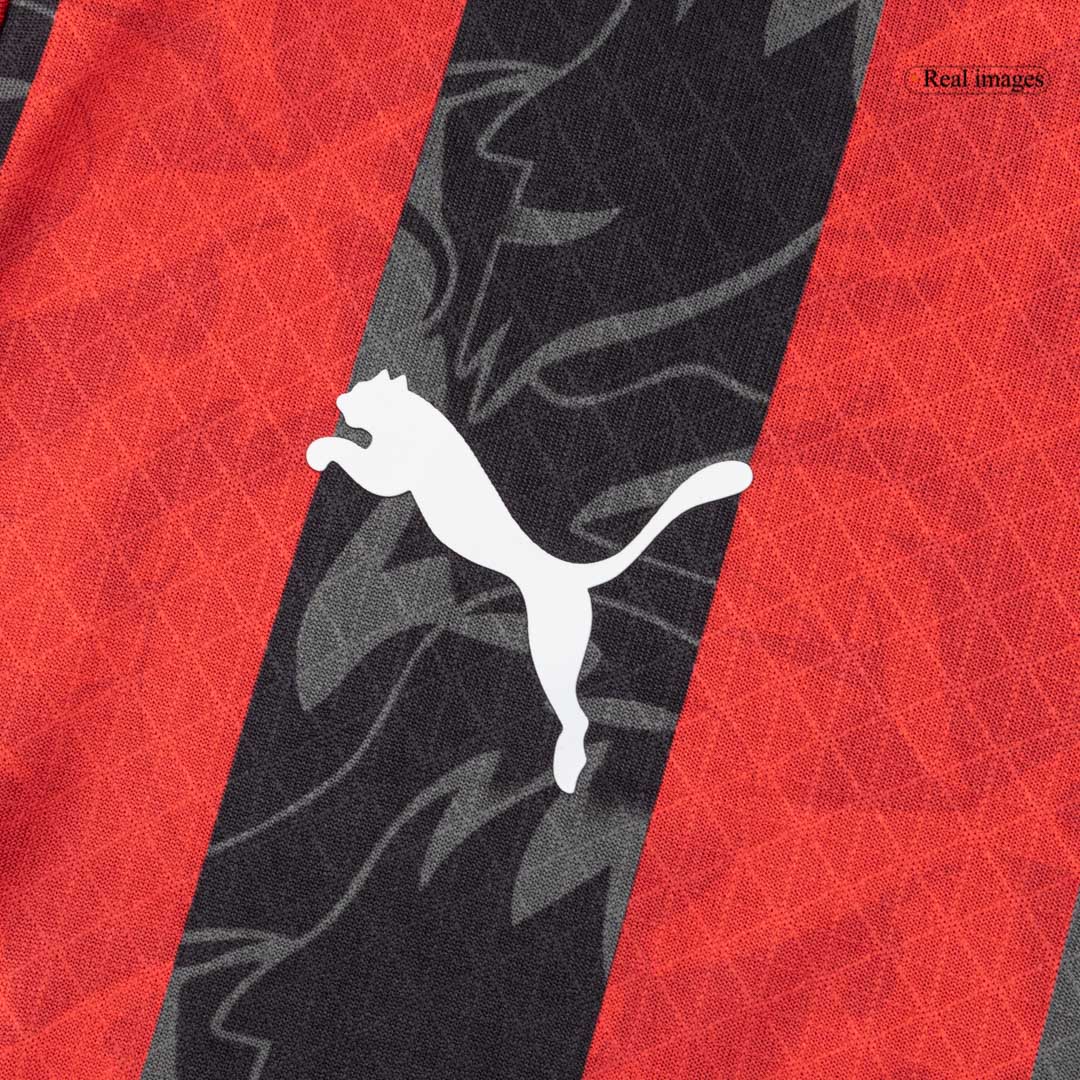 Camiseta auténtica de local del AC Milan 2025/26, roja y negra