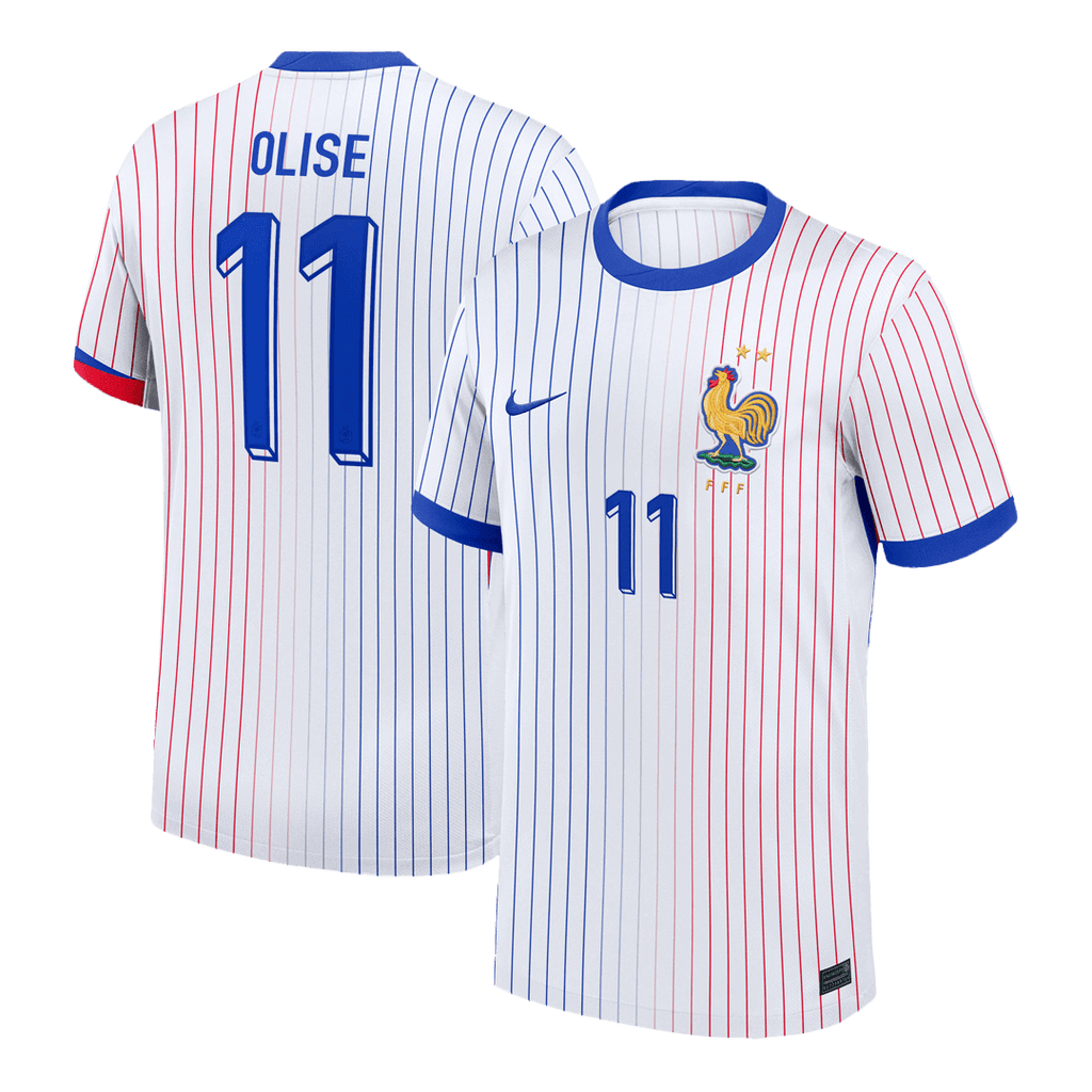OLISE #11 France Euro Away Soccer Jersey 2024 White - Football Shirt | SmartJerseys | Official Quality