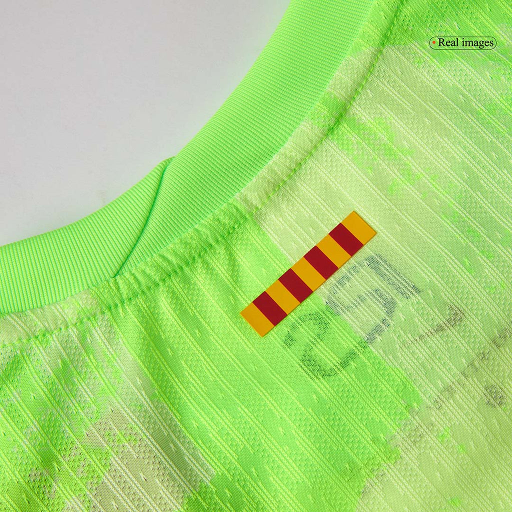 Camiseta de fútbol visitante del Barcelona Lewandowski #9, auténtica, 2024/25 - UCL (logotipo de Spotify sin texto)