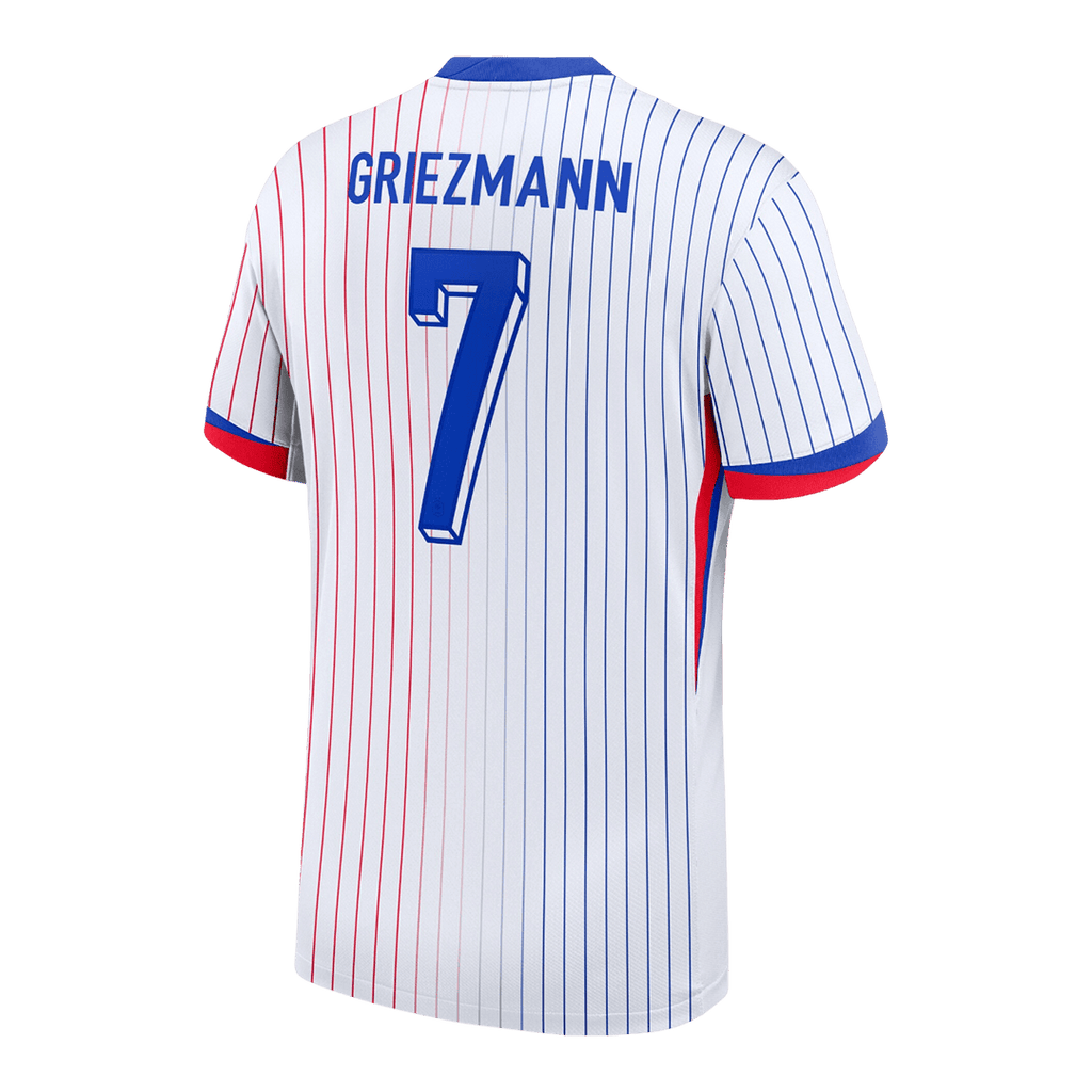 Camiseta de fútbol visitante de Francia para la Eurocopa 2024, número 7, de Griezmann, color blanco