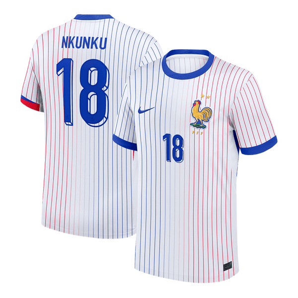 NKUNKU #18 France Euro Away Soccer Jersey 2024 White - Football Shirt | SmartJerseys | Official Quality