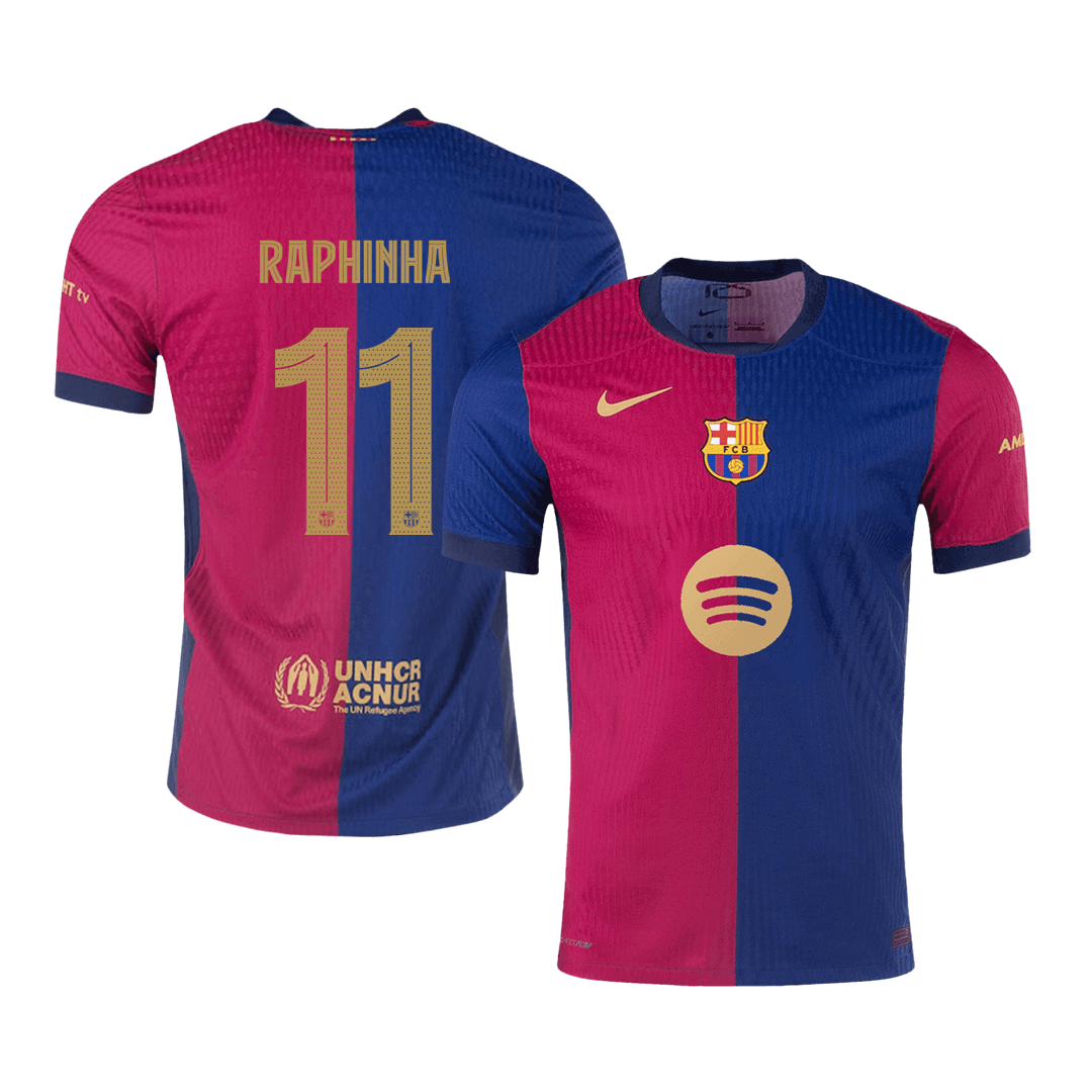 Barcelona RAPHINHA #11 Home Soccer Jersey Authentic 2024/25 - UCL Edition(Spotify Logo Without Text) - Football Shirt | SmartJerseys | Official Quality