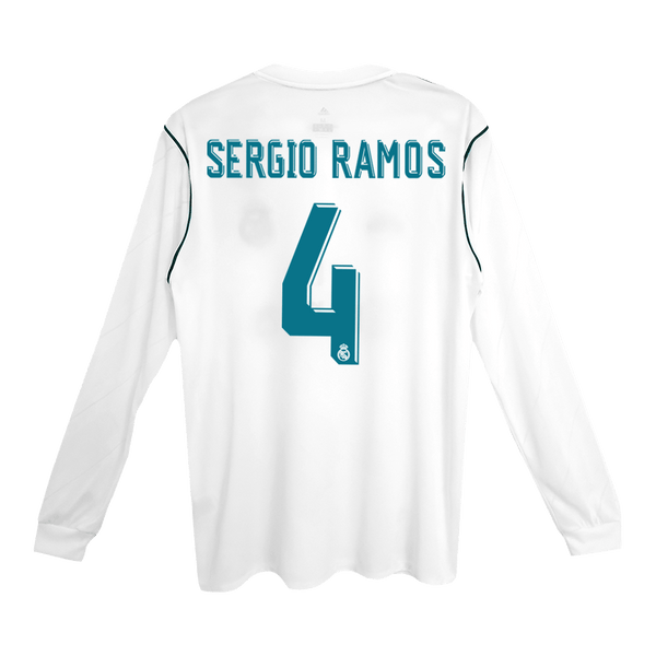 Real Madrid SERGIO RAMOS #4 Home Soccer Jersey Retro 2017/18 - Long Sleeve - Football Shirt | SmartJerseys | Official Quality