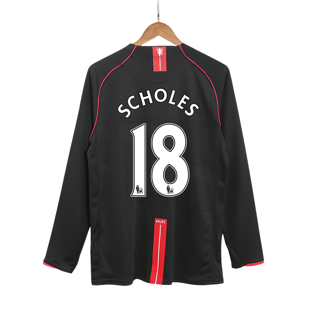 Manchester United SCHOLES #18 Away Soccer Jersey Retro 2007/08 - Long Sleeve - Football Shirt | SmartJerseys | Official Quality