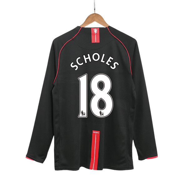 Manchester United SCHOLES #18 Away Soccer Jersey Retro 2007/08 - Long Sleeve - Football Shirt | SmartJerseys | Official Quality