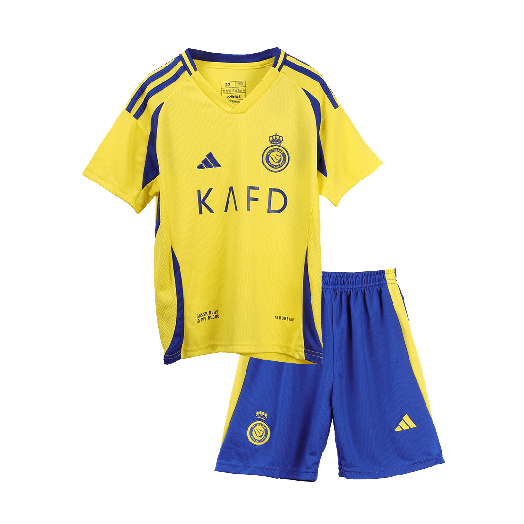 Camiseta de fútbol local Al Nassr RONALDO #7 2024/25 para niños (camiseta y pantalones cortos)