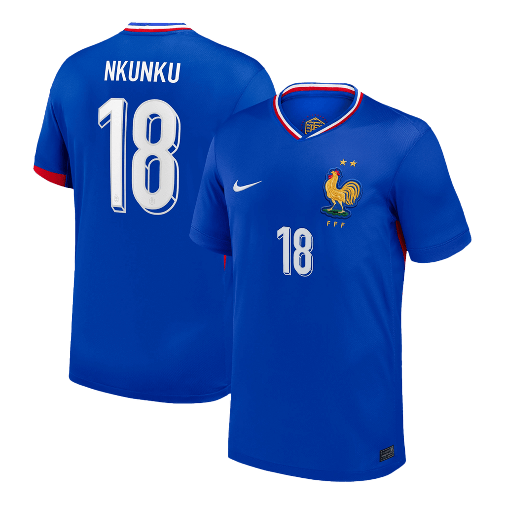 NKUNKU #18 France Euro Home Soccer Jersey 2024 Blue - Football Shirt | SmartJerseys | Official Quality